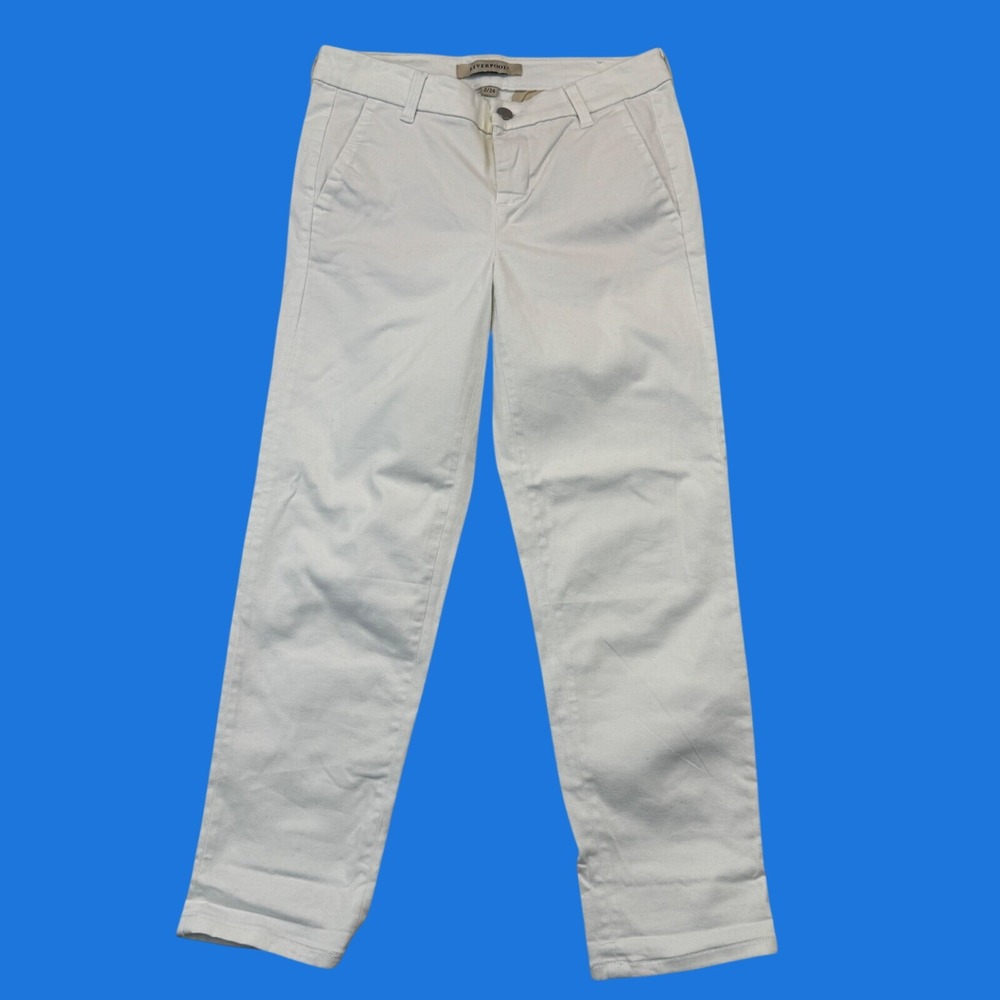 Liverpool Bright White Chino Pants Womens 2/26 Straight Leg Stretch XM7036D15